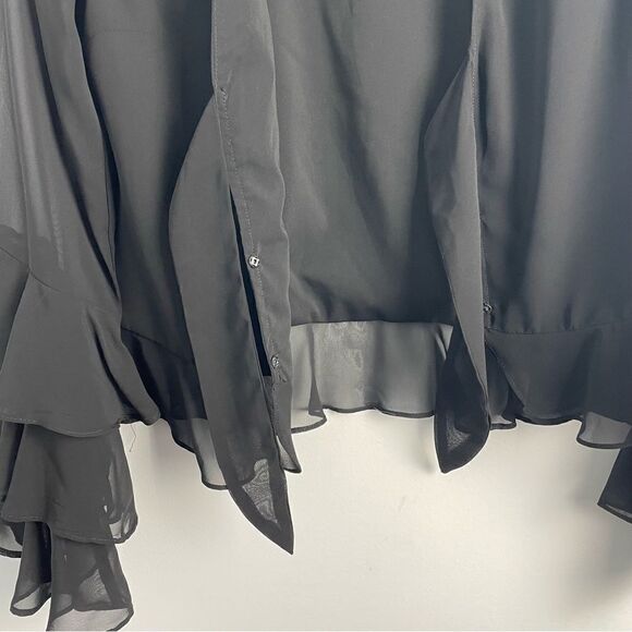 Tularosa Revolve Winnie Ruffle Sleeve Sheer Blouse Black Sz XS - Picture 10 of 11